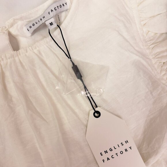 English Factory white ruffle contrast babydoll dress size Medium NWT - Picture 3 of 6